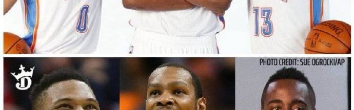 雷霆三少跨时空重聚于休城 杜兰特再次联手亚当斯